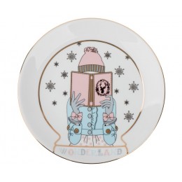 Тарелка Девушка с книжкой в шаре (розово-голубая)